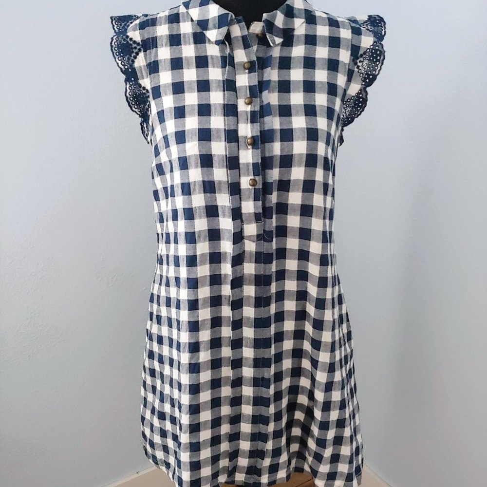 [SOLD] Dear Creatures Trinette Shift Dress Embroidered Gingham - Picture 3 of 14